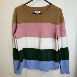 J.Crew Extra-Soft Striped Sweater Crewneck Knit Pullover Multicolor Size M